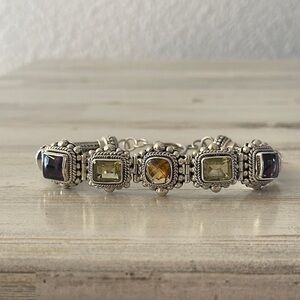 Gorgeous Suarti Silver, Amethyst, Citrine and Peridot Bracelet.